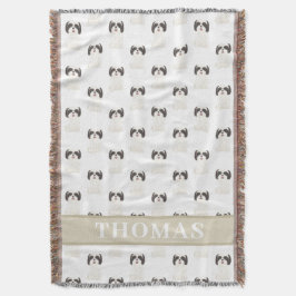 Gepersonaliseerde Shih Tzu (Zwart & Wit) Roze & Wi Deken