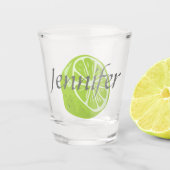Gepersonaliseerde Shot Glass met Limoen en naam Shot Glas (Voorkant)