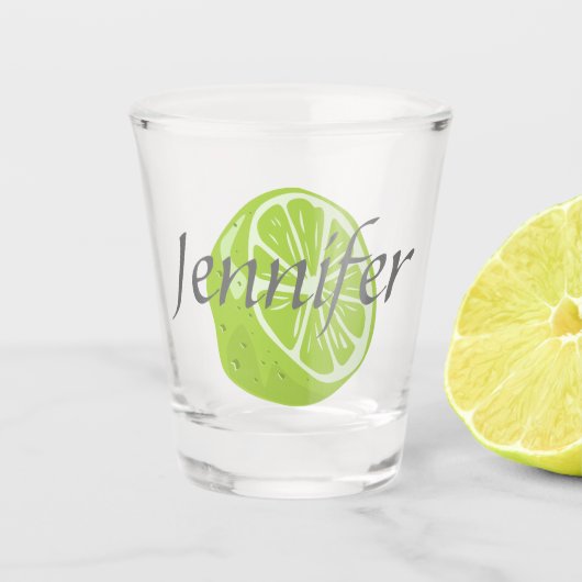 Gepersonaliseerde Shot Glass met Limoen en naam Shot Glas (Voorkant)