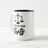 Gepersonaliseerde "Show me uw onrechtmatige daad"  Tweekleurige Koffiemok (Voorkant links)