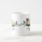 Gepersonaliseerde Siamese kat Paars Floral White Koffiemok (Center)
