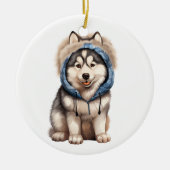 Gepersonaliseerde Siberische Husky hondenkunst Keramisch Ornament (Voorkant)