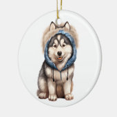 Gepersonaliseerde Siberische Husky hondenkunst Keramisch Ornament (Links)