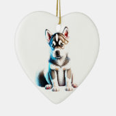 Gepersonaliseerde Siberische Husky Puppy Keramisch Ornament (Rechts)