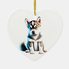 Gepersonaliseerde Siberische Husky Puppy Keramisch Ornament