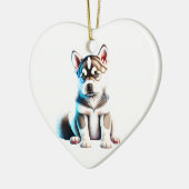 Gepersonaliseerde Siberische Husky Puppy Keramisch Ornament (Links)