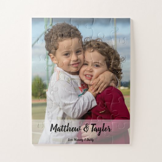 Gepersonaliseerde siblings Fotocadeaus Legpuzzel (Verticaal)
