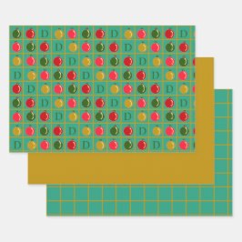 Gepersonaliseerde sierbingo - groen en goud inpakpapier vel
