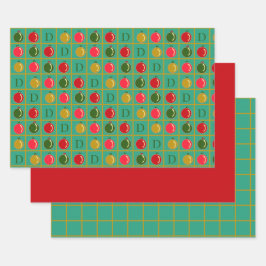 Gepersonaliseerde sierbingo-Venetiaanse rood & gro Inpakpapier Vel