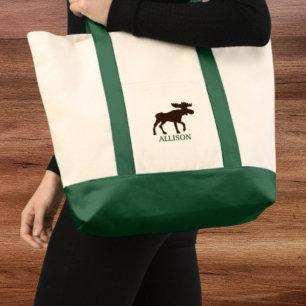 Gepersonaliseerde Silhouet Eland Rustiek Tote Bag