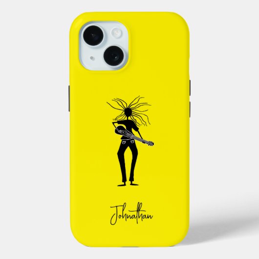 Gepersonaliseerde, silhouet gitarist Case-Mate iPhone case (Achterkant)
