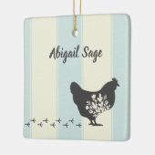 Gepersonaliseerde Silhouette Chicken met Flowers B Keramisch Ornament (Links)