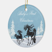 Gepersonaliseerde Silhouette Paard Baby's 1e Kerst Keramisch Ornament (Links)