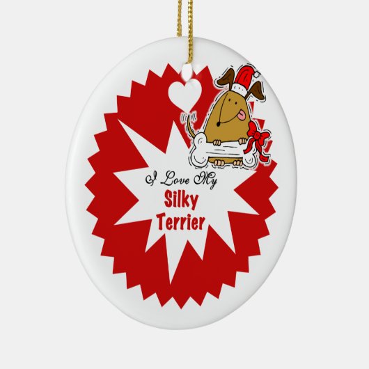 Gepersonaliseerde Silky Terrier Keepsake Ornament (Rechts)