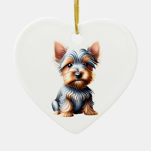 Gepersonaliseerde Silky Terrier Puppy Keramisch Ornament (Voorkant)