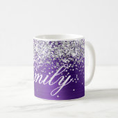 Gepersonaliseerde Silver Glitter Amethyst-Folie Koffiemok (Voorkant rechts)