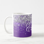Gepersonaliseerde Silver Glitter Amethyst-Folie Koffiemok (Links)
