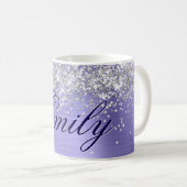Gepersonaliseerde Silver Glitter Periwinkle Folie Koffiemok (Voorkant rechts)