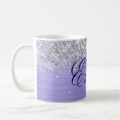 Gepersonaliseerde Silver Glitter Periwinkle Folie Koffiemok (Links)
