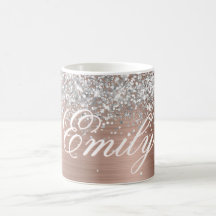 Gepersonaliseerde Silver Glitter Roos Gold Folie