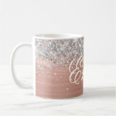 Gepersonaliseerde Silver Glitter Roos Gold Folie Koffiemok (Links)