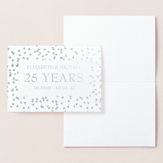 Gepersonaliseerde Silver Hearts 25e Jubileum Folie Kaarten (Display)