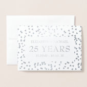 Gepersonaliseerde Silver Hearts 25e Jubileum Folie Kaarten (Voorkant met envelop)