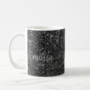 Gepersonaliseerde Silver Sparkly Name Keramische M Koffiemok