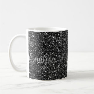 Gepersonaliseerde Silver Sparkly Name Keramische M Koffiemok