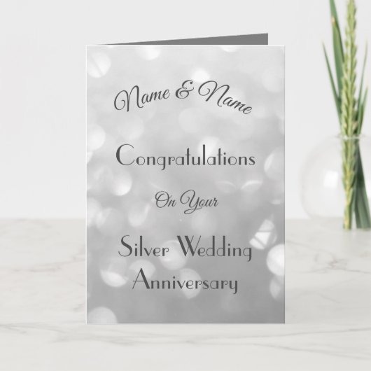 Gepersonaliseerde Silver Wedding Jubileum Groet Kaart (Voorkant)
