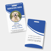 Gepersonaliseerde Simple Blue Service Dog Foto ID Badge (Voor- en achterkant)