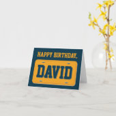 Gepersonaliseerde Sinaasappel & Blauw licentie Bor Kaart (Gele Bloem)