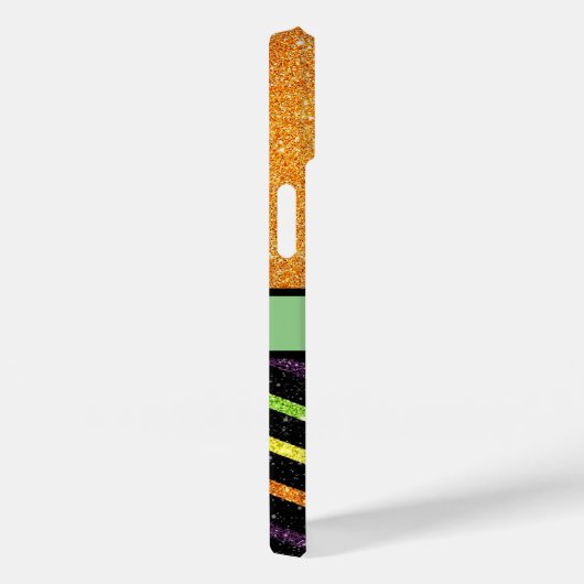 Gepersonaliseerde Sinaasappel & Zwarte Glitter Zig Case-Mate iPhone Case (Achterkant / Rechts)