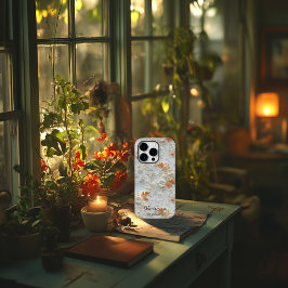 Gepersonaliseerde Sinaasappels Bloemen Geborduurd  Case-Mate iPhone 14 Pro Hoesje