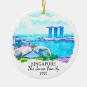 Gepersonaliseerde Singapore City Ornament, Singapo Keramisch Ornament (Voorkant)