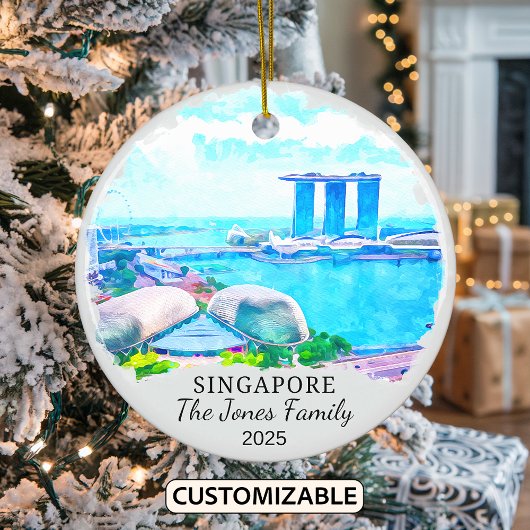 Gepersonaliseerde Singapore City Ornament, Singapo Keramisch Ornament