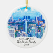 Gepersonaliseerde Singapore City Ornament, Singapo Keramisch Ornament (Voorkant)