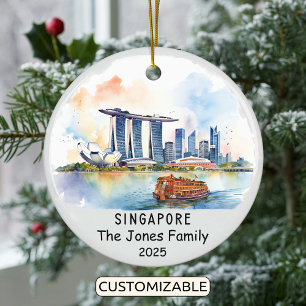Gepersonaliseerde Singapore Ornament, Azië Keramisch Ornament