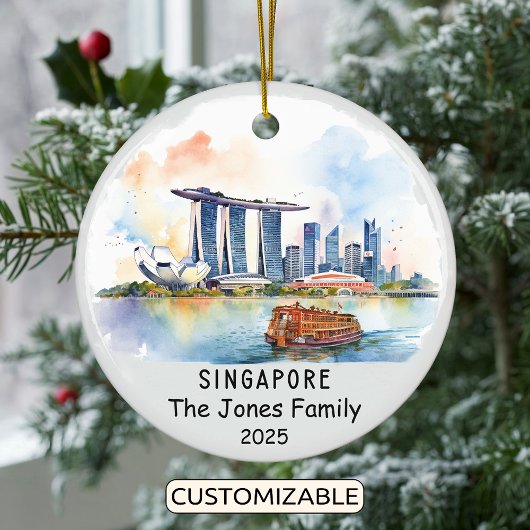 Gepersonaliseerde Singapore Ornament, Azië Keramisch Ornament
