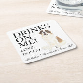 Gepersonaliseerde Sint Bernard bruiloft Kartonnen Onderzetters (Schuin)