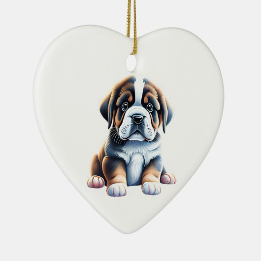 Gepersonaliseerde Sint Bernard Puppy Keramisch Ornament (Rechts)