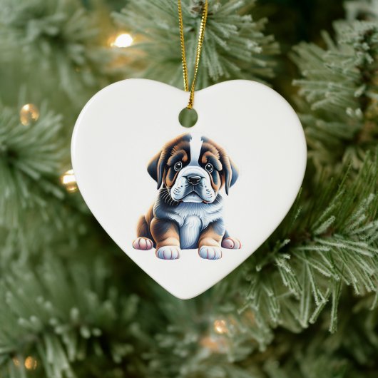 Gepersonaliseerde Sint Bernard Puppy Keramisch Ornament (Boom)
