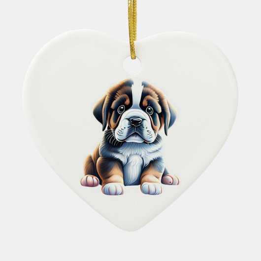 Gepersonaliseerde Sint Bernard Puppy Keramisch Ornament (Voorkant)