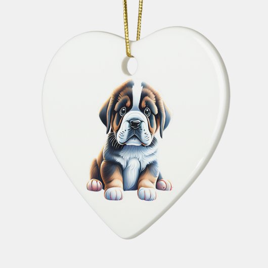 Gepersonaliseerde Sint Bernard Puppy Keramisch Ornament (Links)