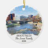 Gepersonaliseerde Sioux Falls, Aangepaste South Da Keramisch Ornament (Voorkant)