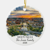 Gepersonaliseerde Sioux Falls, Aangepaste South Da Keramisch Ornament (Voorkant)