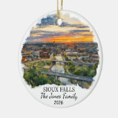 Gepersonaliseerde Sioux Falls, Aangepaste South Da Keramisch Ornament (Links)