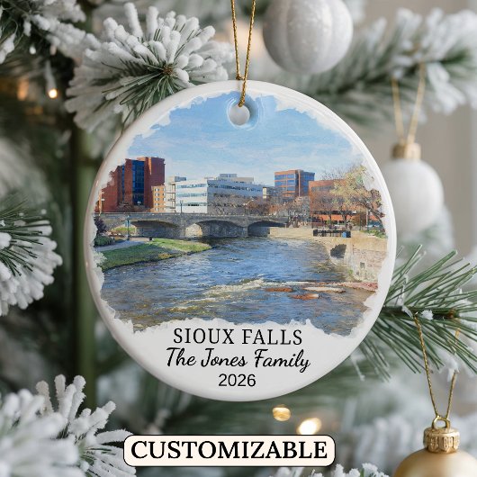 Gepersonaliseerde Sioux Falls, Aangepaste South Da Keramisch Ornament