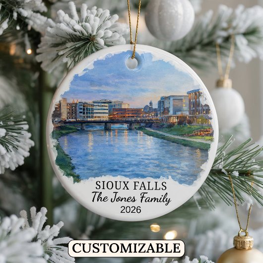 Gepersonaliseerde Sioux Falls, Aangepaste South Da Keramisch Ornament