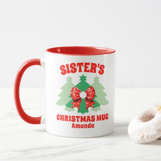 Gepersonaliseerde Sister's Christmas Mok (Met donut)